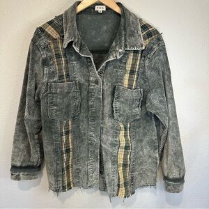 POL Women's Mixed Media Boho Corduroy Jacket